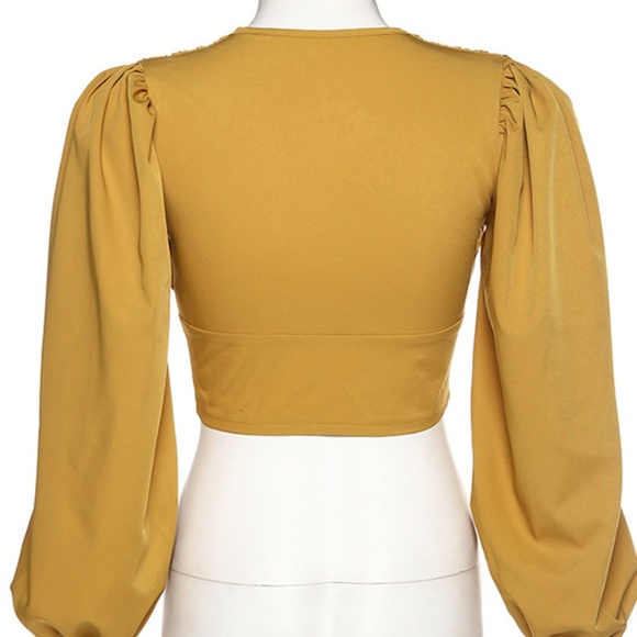 Crop Balloon Sleeve  Blouse Top - Picture 4 of 6